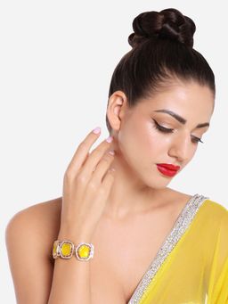 Zaveri Pearls - Yellow Multistrand Artificial Stones & Beads Ethnic Bracelet