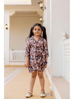 Cutiediva - Girls Printed Brown Jumpsuit