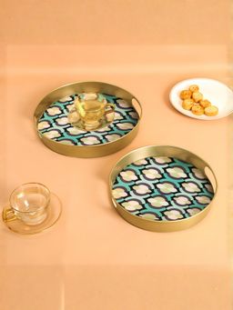 The Home Co - Green Abstract Tray (Pack of 2)
