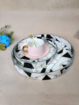 The Home Co - Off White Abstract Tray (Pack of 2)