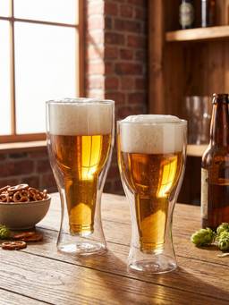 Trovea's - Bottle Illusion Lager Ale Wheat Beer Crystal Clear Beer Glasses (Pack of 2)