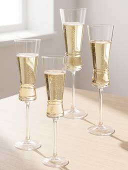 Trovea's - Aurora Ring Glass Crystal Clear Champagne Flutes (Pack of 4)
