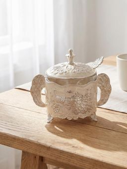 Trovea's - Vintage Royale Dry Fruit German Silver Bowl With Lid & Spoon