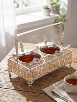 Trovea's - Royal Twin Condiment German Silver Bowl Set With Spoons
