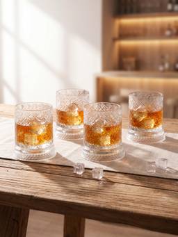 Trovea's - Radiance Revolve Scotch Bourbon Single Malt Crystal Whiskey Glasses (Pack of 4)