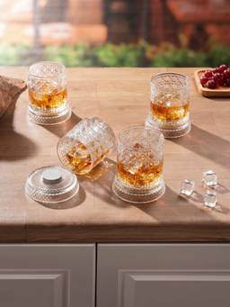 Trovea's - Infinity Spin Scotch Bourbon Single Malt Crystal Whiskey Glasses (Pack of 4)