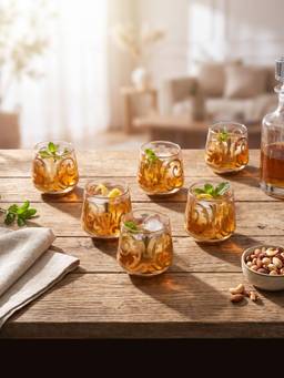 Trovea's - Golden Scroll Single Malt Crystal Whiskey Glasses (Pack of 6)