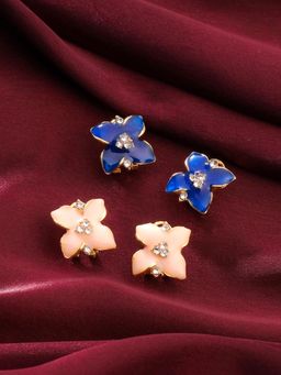 Yellow Chimes - Stud Earrings Pairs Floral Shaped Studs Pack Of 2