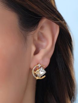 Yellow Chimes - Crystal Studs Earrings Moon Star Shaped
