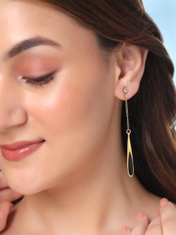 Yellow Chimes - Gold Plated Long Chain Dangler Earrings