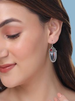 Yellow Chimes - Silver Oxidised Multi-Color Vintage Drop Earrings