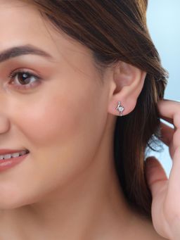 Yellow Chimes - Crystal Studded Silver Earrings Rhodium Plated