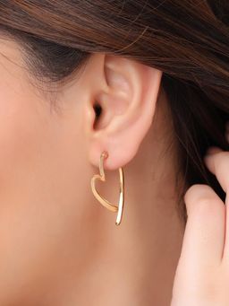 Yellow Chimes - Golden Heart Shaped Drop Earrings