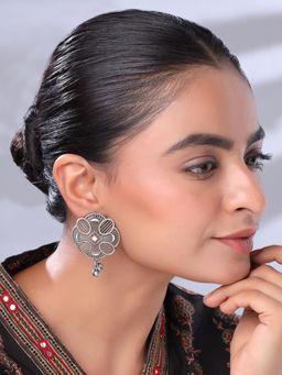 Yellow Chimes - Traditional Silver Oxidised Plated Drop Earrings