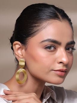 Yellow Chimes - Gold Plated Circle Drop Earrings