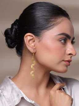 Yellow Chimes - Gold Plated Long Dangler Earrings