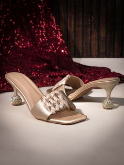 Hydes N Hues - Evergreen Gold Super Soft Pu Sandal Heels