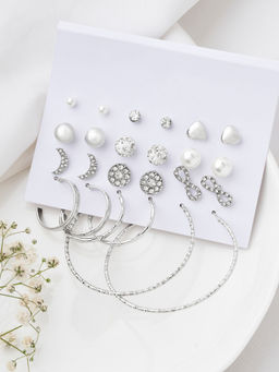 Joker and Witch - Joker & Witch Stay Silver Earring Set (Pack of 12)