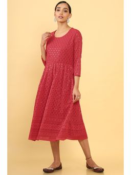 Soch - Women Red Georgette Embroidered Kurta