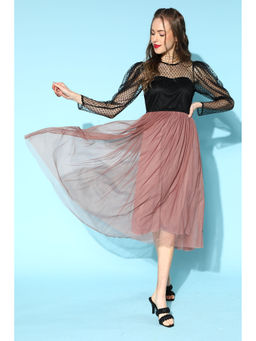 AAREIN - Womens Colour blocked A-Line Midi Dress