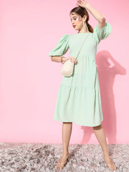 AAREIN - Womens Green A-Line Midi Dress