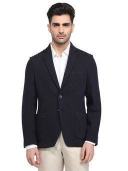 ColorPlus - Blue Cotton Blend Solid Blazer