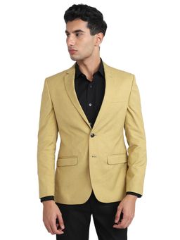 Park Avenue - Yellow Polyester Blend Solid Blazer