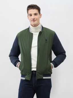 U.S. Polo Assn. Denim Co. - Green Polyester Colorblock Jacket