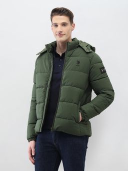 U.S. Polo Assn. Denim Co. - Green Polyester Solid Puffer Jacket