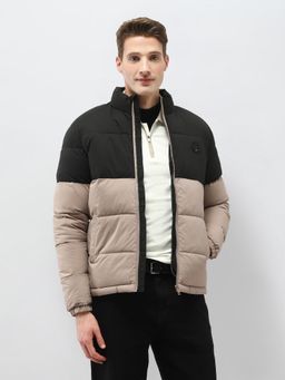 U.S. POLO ASSN. - Brown Polyester Colorblock Puffer Jacket