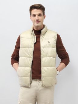 U.S. POLO ASSN. - Beige Nylon Solid Puffer Jacket