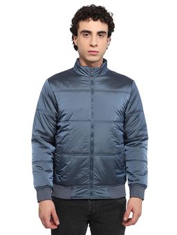 Parx - Blue Polyester Solid Puffer Jacket