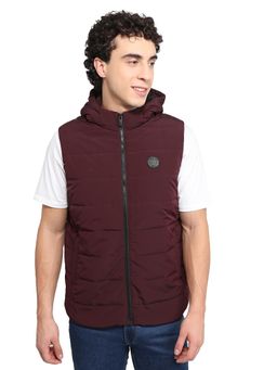 Parx - Maroon Polyester Solid Jacket