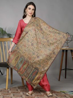 Moda Chales - Beige Mulicolour Kani Weave Shawl (28 x 80)