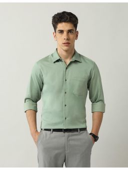 AD By Arvind - Sage Green Slim Fit Satin Solid Shirt