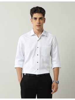 AD By Arvind - White Slim Fit Jaquard Shirt