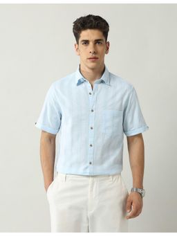 AD By Arvind - Blue Modern Slim Fit Dobby Shirt