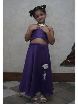 Funny Bones - Pearls Embedded Waterlife Handwork Pure Muslin Silk Top & Skirt (Set of 2)