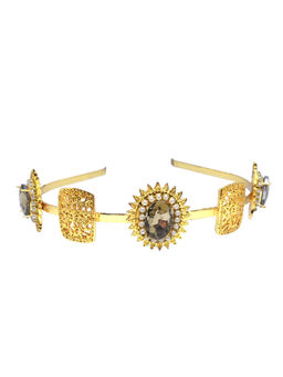 ORNAMAAS - Gold Topaz Pearl Aura Rock Hair Band