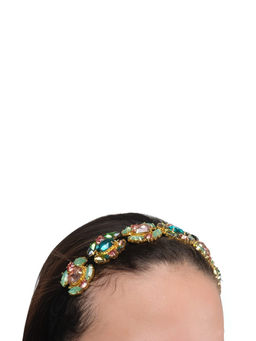ORNAMAAS - 22K Gold Plated Multi-Colored Hair Band