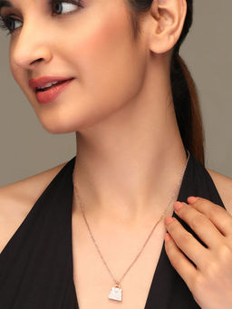 Laida - Rose Gold Plated AD Studded Bag Pendant with Chain