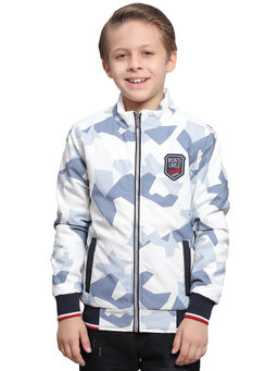 Monte Carlo - White Printed High Neck Jacket