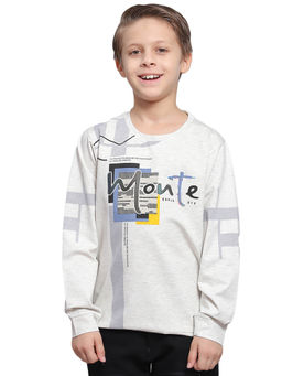 Monte Carlo - Grey Melange Printed Round Neck T-Shirt