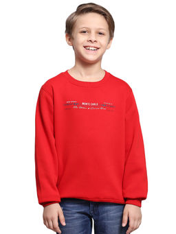 Monte Carlo - Red Printed Round Neck Sweatshirt