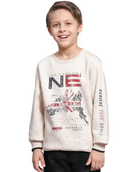 Monte Carlo - Fawn Melange Printed Round Neck Sweatshirt