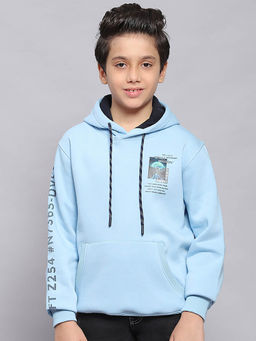 Monte Carlo - Sky Blue Printed Hood Sweatshirt