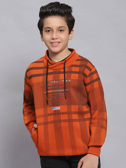 Monte Carlo - Orange Check Fashion Neck Sweatshirt