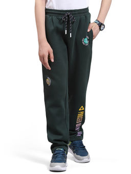 Monte Carlo - Bottle Green Printed Regular Fit Trousers