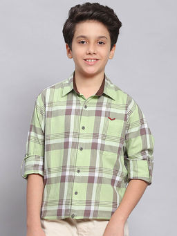 Monte Carlo - Green Check Spread Collar Shirt