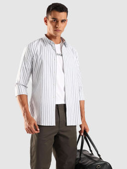 Calvin Klein - Men White Stripes Casual Shirt